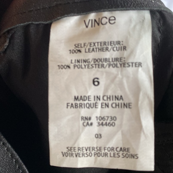 NWT VINCE black leather pants. (Real Leather) - Picture 8 of 9